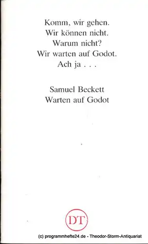 Deutsches Theater in Göttingen, Heinz Engels: Programmheft Warten auf Godot von Samuel Beckett Blätter des Deutschen Theaters in Göttingen Spielzeit 1987/88 XXXVIII. Jahr Heft 566. 