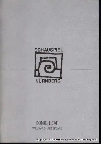 Städtische Bühnen Nürnberg, Schauspiel Nürnberg, Holger Berg, Faustmann Hartmut: Programmheft Premiere König Lear im Schauspielhaus am 19. Juni 1999 Spielzeit 1998/99 Heft 50. 