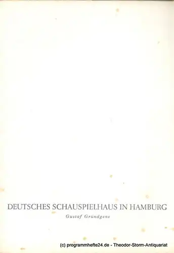 Deutsches Schauspielhaus in Hamburg, Gustaf Gründgens, Penzoldt Günther, Knorr Heinz, Clausen Rosemarie ( Fotos ): Programmheft Der Ritter vom Mirakel. Lustspiel von Lope de Vega. 10. April 1959. 1958 / 1959 Heft 9. 