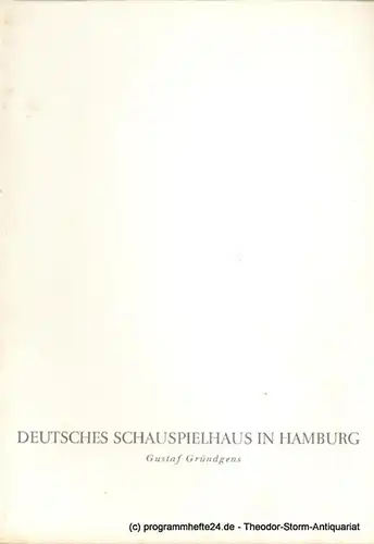 Deutsches Schauspielhaus in Hamburg, Gustaf Gründgens, Penzoldt Günther, Clausen Rosemarie ( Fotos ): Programmheft Die Verschwörung des Fiesko zu Genua. Trauerspiel von Friedrich Schiller. 8. Januar 1960. 1959 / 60. 