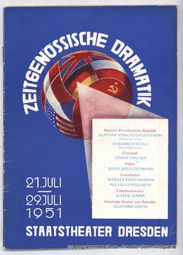 Staatstheater Dresden, Reif Guido: Programmheft Woche der Zeitgenössischen Dramatik 21. Juli - 29. Juli 1951. 