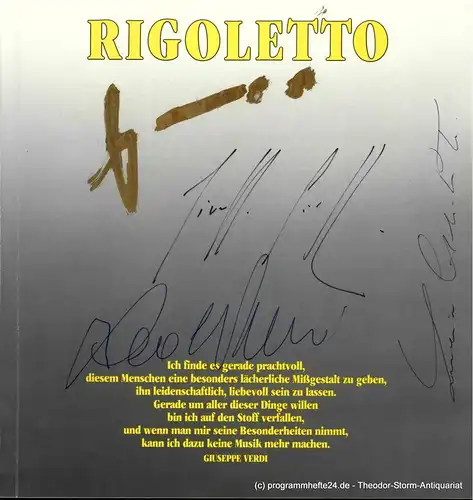 Hamburgische Staatsoper, Peter Dannenberg: Programmheft zur Premiere des Rigoletto am 20. Dezember 1986 4 - FACH SIGNIERT. 