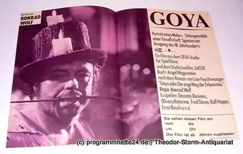 DEFA Studio für Spielfilme und Studio Lenfilm UdSSR, Filmplakat GOYA. Porträt eines Malers - Sittengemälde einer Gesellschaft. Spanien am Ausgang des 18. Jahrhunderts