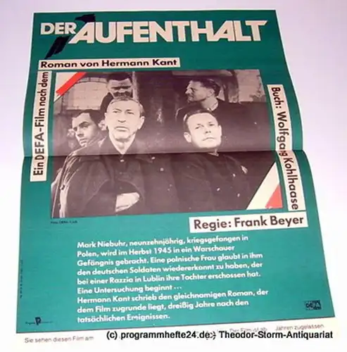 DEFA, Filmplakat Der Aufenthalt. Ein DEFA-Film nach dem Roman von Hermann Kant