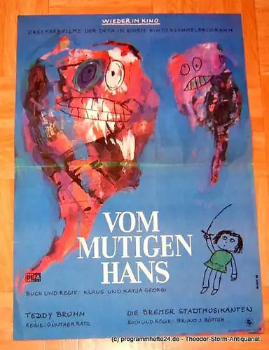 DEFA, Filmplakat Vom mutigen Hans - Teddy Brumm - Die Bremer Stadtmusikanten. Drei Farbfilme in einem Kindersammelprogramm