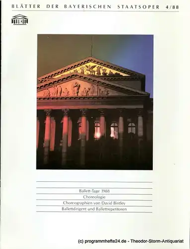 Bayerische Staatsoper, Wolfgang Sawallisch: Blätter der Bayerischen Staatsoper, Spielzeit 1987 / 88 Heft 4/88 ( April 1988 ). 