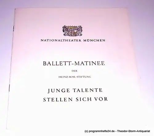 Nationaltheater München, Konstanze Vernon: Programmheft Ballett-Matinee der Heinz-Bosl-Stiftung. Junge Talente stellen sich vor. Sonntag, 25. April 1982. 