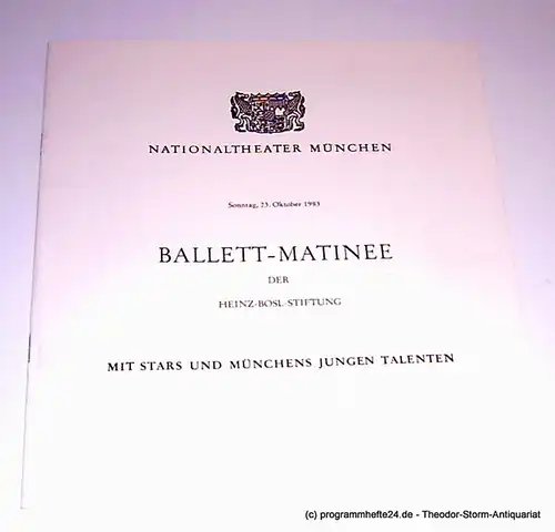 Nationaltheater München, Konstanze Vernon: Programmheft Ballett-Matinee mit Stars und Münchens jungen Talenten. Sonntag, 23. Oktober 1983. 