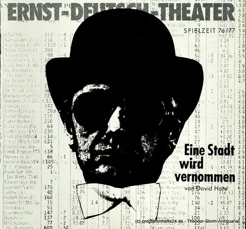 Ernst  Deutsch  Theater Hamburg, Friedrich Schütter, Wolfgang Borchert: Programmheft Eine Stadt wird vernommen ( Knuckle ). Psycho-Thriller von David Hare. Premiere 13. Januar 1977. Spielzeit 1976 / 77 Heft 6 / 7. 