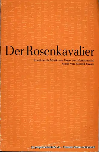 Bühnen der Landeshauptstadt Kiel, Joachim Klaiber, Mario Krüger, Klaus Zehelein: Programmheft Der Rosenkavalier. Komödie für Musik von Hugo von Hofmannsthal. Kieler Theaterblätter 1968 / 69. 