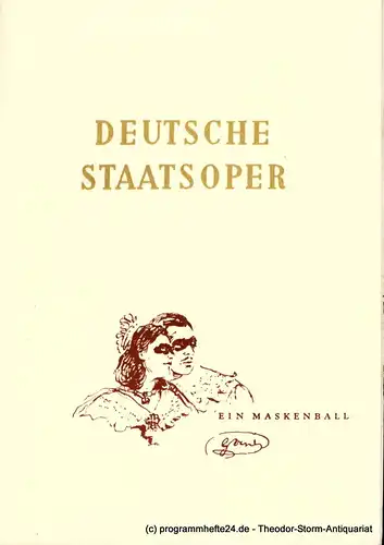 Deutsche Staatsoper Berlin, Fritz Schaefer: Programmheft Ein Maskenball. Oper von Giuseppe Verdi. 22. Oktober 1952. 