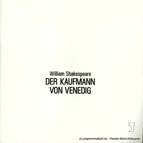 Bremer Theater, Theater der Freien Hansestadt Bremen, Tobias Richter, Jörg Landsberg: Programmheft William Shakespeare. DER KAUFMANN VON VENEDIG. Premiere 20. Januar 1989. Spielzeit 1988 / 89 Programmheft 12. 