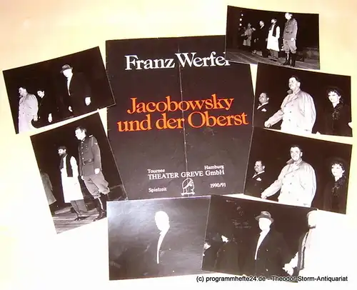 Tournee Theater Greve, Manfred Greve, Rudolf Sparing: Programmheft Jacobowsky und der Oberst von Franz Werfel. Mit 7 extra beiliegenden Originalfotos. Premiere am 6. Januar 1991 im Sachsenwald-Forum Reinbek. 