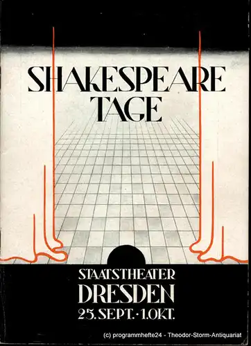 Staatstheater Dresden, Guido Reif: Programmheft Shakespeare Tage Staatstheater Dresden 25. September - 1 Oktober 1950. Spielzeit 1950 / 51 Heft 2. 