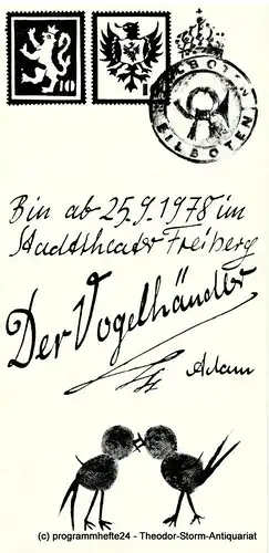 Stadttheater Freiberg, Rosemarie Dietrich, Manfred Claus: Programmheft Der Vogelhändler. Spielzeit 1978 / 79 Heft 3. 