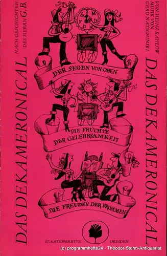 Staatsoperette Dresden, Reinhold Stövesand, Peter Gunold, Ekkehard Walter: Programmheft Das Dekameronical. Premiere am 25. und 26. Oktober 1986. Programmheft 2 der Spielzeit 1986 / 87. 