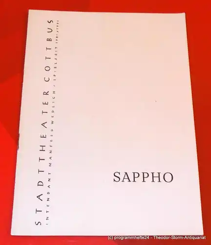Stadttheater Cottbus, Manfred Wedlich: Programmheft SAPPHO. Trauerspiel von Franz Grillparzer. Spielzeit 1957 / 58 Heft 2. 