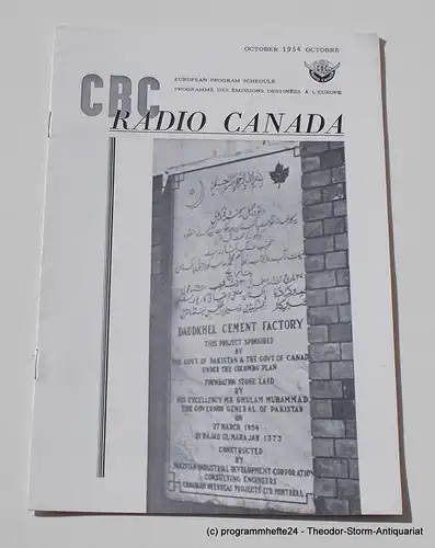 Canadian Broadcasting Corporation: Programmheft CBC European Program Schedule RADIO CANADA OCTOBER 1954. 