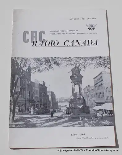 Canadian Broadcasting Corporation: Programmheft CBC European Program Schedule RADIO CANADA OCTOBER 1953. 