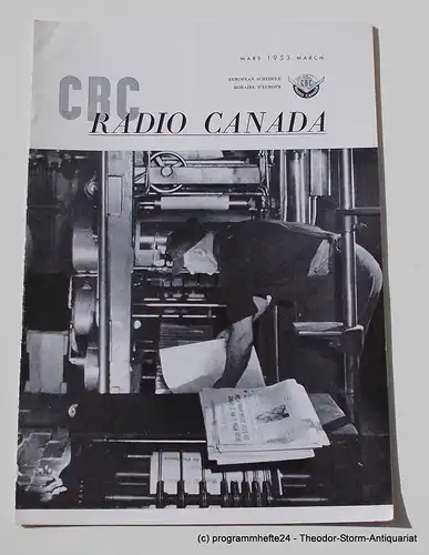 Canadian Broadcasting Corporation: Programmheft CBC European Program Schedule RADIO CANADA MARCH 1953. 