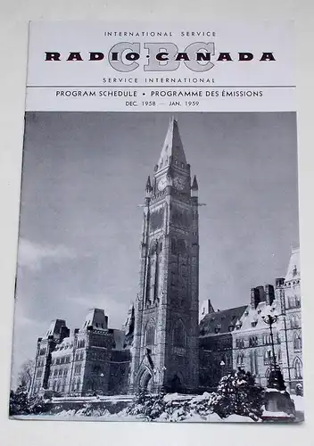 Canadian Broadcasting Corporation: Programmheft CBC Radio Canada International Service. Program Schedule Dec. 1958-Jan. 1959. 