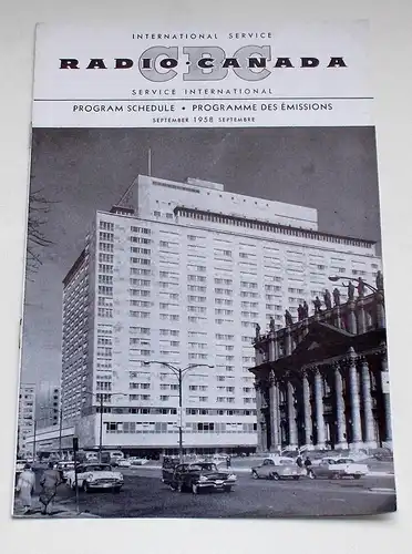 Canadian Broadcasting Corporation: Programmheft CBC Radio Canada International Service. Program Schedule September 1958. 