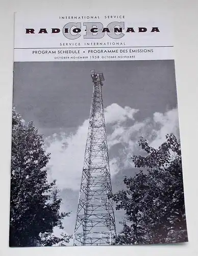 Canadian Broadcasting Corporation: Programmheft CBC Radio Canada International Service. Program Schedule October - November 1958. 