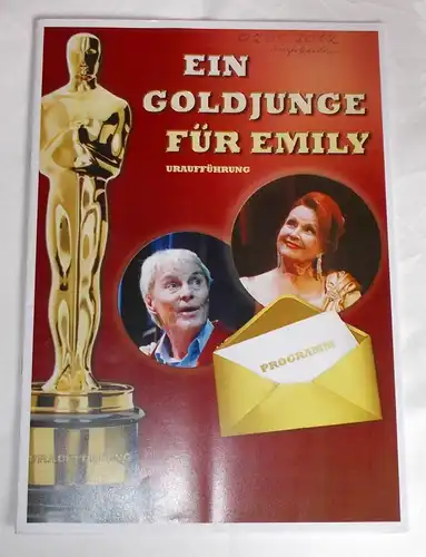 Theater in Rathaus Essen, Ilse Nickel, Melanie Hohmann, Christa-Renate Thutewohl, Susanne Hindenberg: Programmheft Ein Goldjunge für Emily. Uraufführung. Premiere 3. September 2010. 