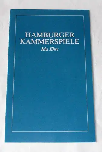 Hamburger Kammerspiele, Ida Ehre, Jan Aust: Programmheft Stille Nacht / Nie sollst du mich befragen. Premiere 21. August 1986. 1. Heft der Spielzeit 1986 / 87. 