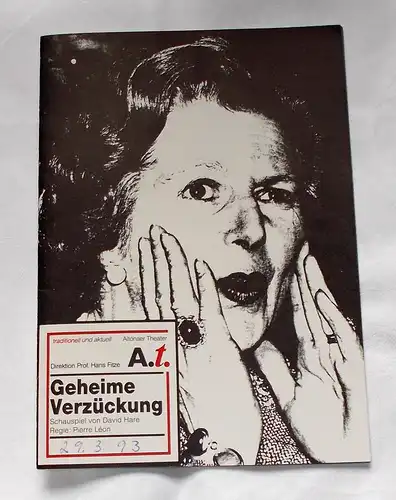 Altonaer Theater, Hans Fitze: Programmheft Geheime Verzückung. Schauspiel von David Hare. Programmheft 7 Spielzeit 1992 / 93. 