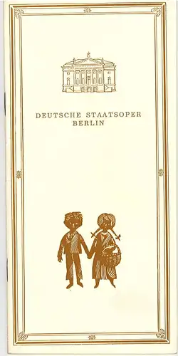 Deutsche Staatsoper Berlin DDR, Werner Otto, Werner Klemke. Programmheft Hänsel und Gretel. Sonntag, den 20. Januar 1974. 