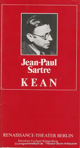 Renaissance-Theater Berlin, Gerhard Klingenberg, Lothar Ruff: Programmheft KEAN von Jean-Paul Sartre. Heft 1, 8. September 1986. 