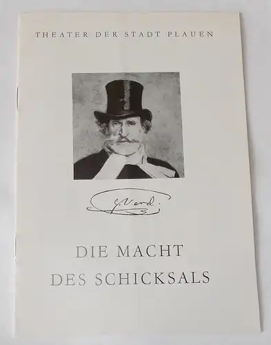 Theater der Stadt Plauen, Werner Friede, Eva Kühnel: Programmheft Die Macht des Schicksals. Premiere 1.4.1984 Spielzeit 1983 / 84 Heft Nr. 9. 