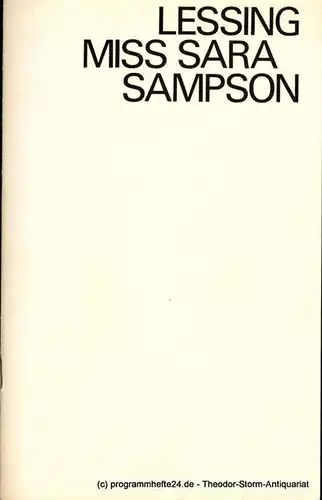 Deutsches Theater Berlin, Staatstheater der DDR, Gerhard Wolfram, Alexander Lang, Ilse Galfert, Heinz Rohloff: Programmheft MISS SARA SAMPSON. Ein bürgerliches Trauerspiel von Gotthold Ephraim Lessing. 94. Spielzeit. 