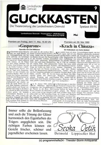 Landestheater Detmold, Ulf Reiher, Klaus Busch, Norbert Ebel, Susanne Springer, Elisabeth Wirtz: GUCKKASTEN. Die Theaterzeitung des Landestheaters Detmold MAI Spielzeit 1989 / 90. 