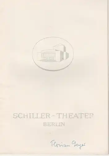 Schiller Theater Berlin, Boleslaw Barlog, Albert Beßler: Programmheft Florian Geyer. Schauspiel von Gerhart Hauptmann. Spielzeit 1959 / 60 Heft 92. 
