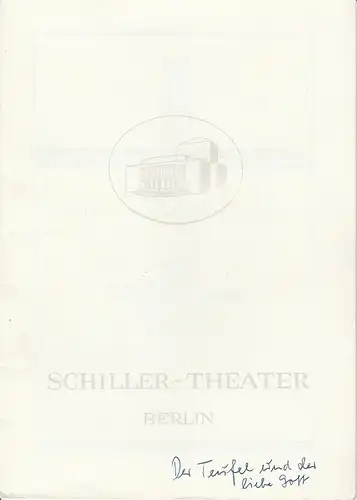 Schiller Theater Berlin, Boleslaw Barlog, Albert Beßler: Programmheft Der Teufel und der liebe Gott Spielzeit 1951 / 52 Heft 11. 
