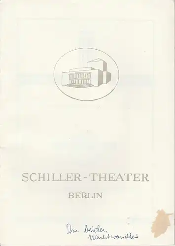Schiller Theater Berlin, Boleslaw Barlog, Albert Beßler: Programmheft Die beiden Nachtwandler. Spielzeit 1951 / 52 Heft 7. 