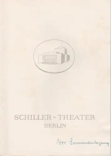 Schiller Theater Berlin, Boleslaw Barlog, Albert Beßler: Programmheft Vor Sonnenuntergang. Schauspiel von Gerhart Hauptmann. Spielzeit 1961 / 62 Heft 112. 