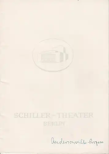 Schiller Theater Berlin, Boleslaw Barlog, Albert Beßler: Programmheft Der Andersonville-Prozeß von Saul Levitt Spielzeit 1960 / 61 Heft 99. 