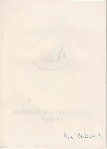 Schiller Theater Berlin, Boleslaw Barlog, Albert Beßler: Programmheft Graf Oederland. Eine Moritat von Max Frisch. Spielzeit 1961 / 62 Heft 108. 