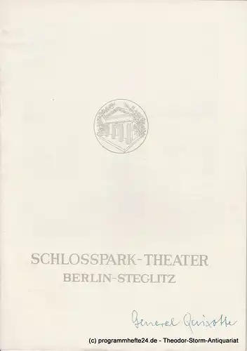Schlosspark  Theater Berlin-Steglitz, Boleslaw Barlog: Programmheft General Quixotte oder Der Verliebte Reaktionär ( L'Hurluberlu ). Spielzeit 1959 / 60 Heft 81. 