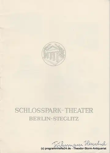 Schlosspark  Theater Berlin-Steglitz, Boleslaw Barlog: Programmheft Fuhrmann Henschel. Schauspiel von Gerhart Hauptmann. Spielzeit 1957 / 58 Heft 70. 