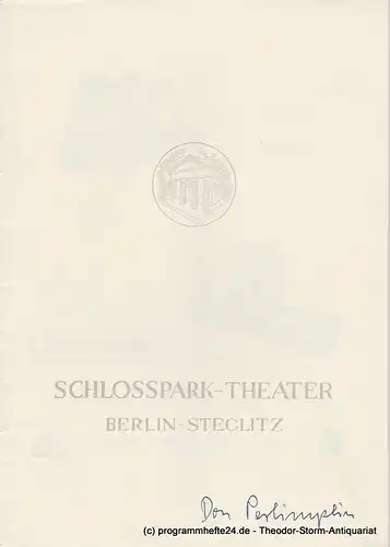 Schlosspark  Theater Berlin-Steglitz, Boleslaw Barlog: Programmheft In seinem Garten liebt Don Perlimplin Belisa / Nachtrag zur Reise des Kapitäns Cook. Spielzeit 1955 / 56 Heft 55. 