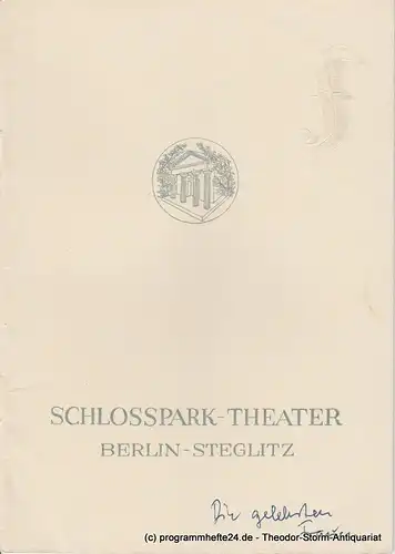 Schlosspark  Theater Berlin-Steglitz, Boleslaw Barlog: Programmheft Die gelehrten Frauen. Lustspiel von Moliere. Spielzeit 1951 / 52 Heft 2. 