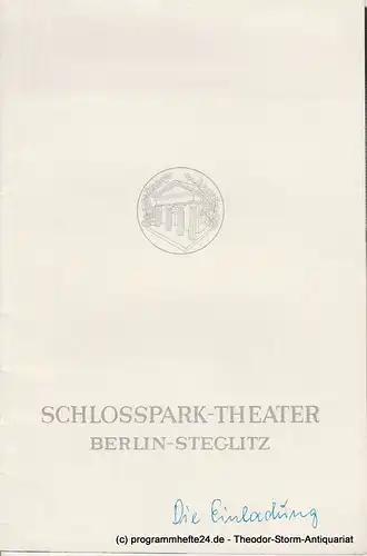 Schlosspark  Theater Berlin-Steglitz, Boleslaw Barlog: Programmheft Die Einladung. Schauspiel von Jochen Ziem. Spielzeit 1966 / 67. 