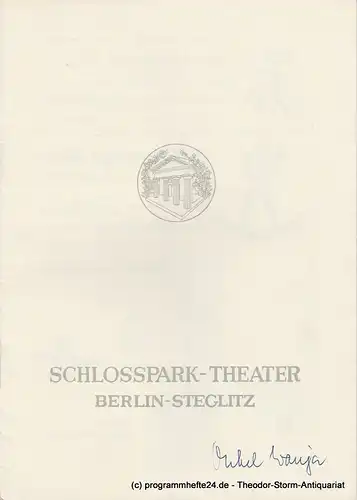 Schlosspark  Theater Berlin-Steglitz, Boleslaw Barlog: Programmheft Onkel Wanja. Szenen aus dem Landleben von Anton Tschechow  Spielzeit 1958 / 59 Heft 77. 