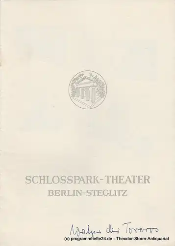 Schlosspark  Theater Berlin-Steglitz, Boleslaw Barlog: Programmheft Der Walzer der Toreros.  Spielzeit 1957 / 1958 Heft 64. 