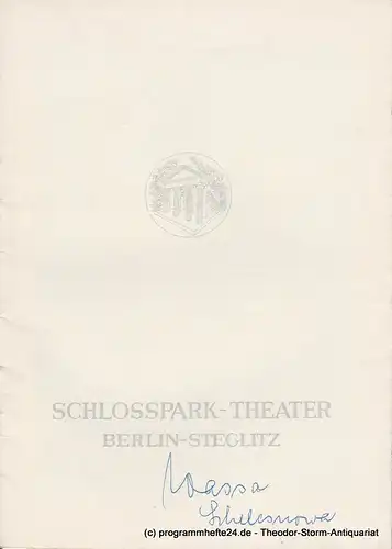 Schlosspark  Theater Berlin-Steglitz, Boleslaw Barlog: Programmheft Wassa Schelesnowa. Drama von Maxim Gorki. Spielzeit 1964 / 65 Heft 128. 