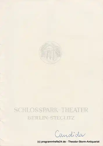 Schlosspark  Theater Berlin-Steglitz, Boleslaw Barlog: Programmheft CANDIDA. Ein Mysterium von George Bernard Shaw. Spielzeit 1964 / 65 Heft 126. 